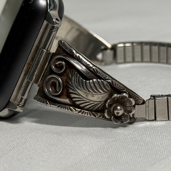 Sterling Silver Native Design Apple Watch Band – Timeless Luxury Upgrade - Picture 1 of 9